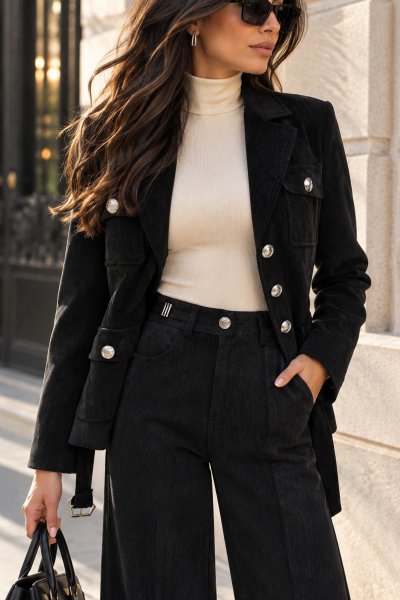 METAL DÜĞMELİ CEPLİ BLAZER CEKET