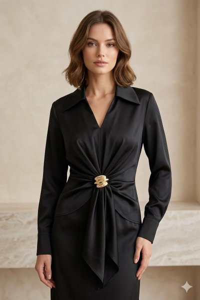 Drapeli Gömlek Pantolon Takım