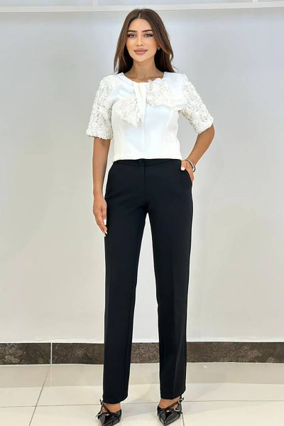 Düz kesim likralı klasik pantolon