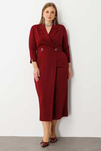 Modailgi Beli Aksesuarlı Cepli Kruvaze Elbise