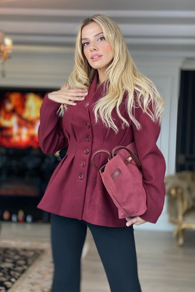 DRAPE DETAYLI KAŞE CEKET