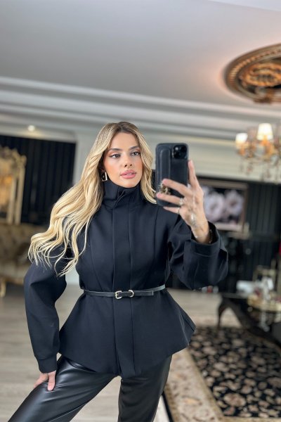 OMUZ APOLET DETAYLI HAKİM YAKA ATLAS CEKET