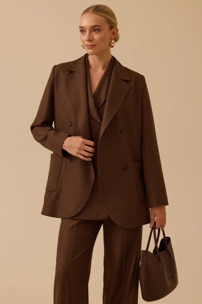 ekose desenli kemerli ceket