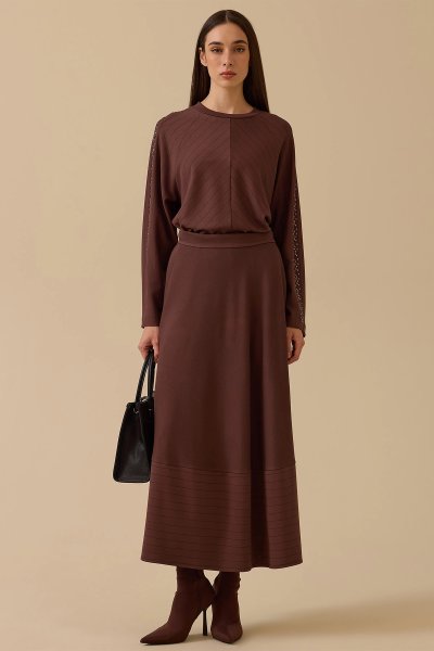 çizgi detaylı kloş etek