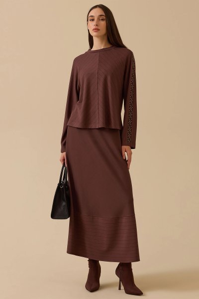 çizgili kol detaylı bluz