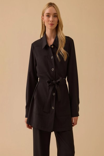 BAĞLAMA DETAYLI CEPLİ CEKET