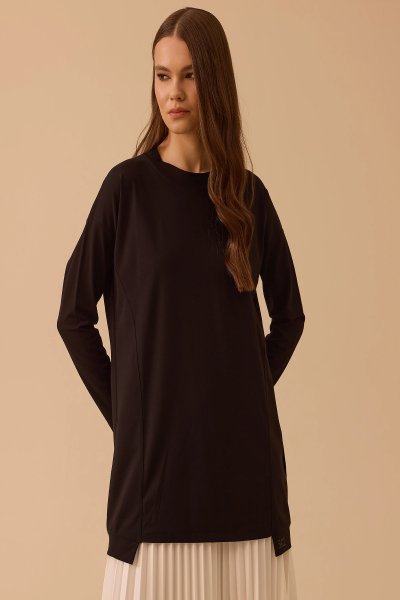 yuvarlak yaka oversize tunik