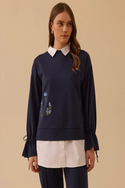 gömlek detaylı sweatshirt
