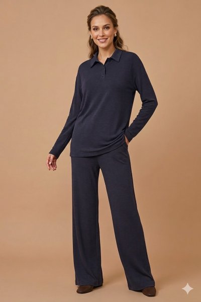 polo yaka uzun kollu basic takım