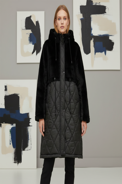 Teddy Detaylı Uzun Şişme Mont