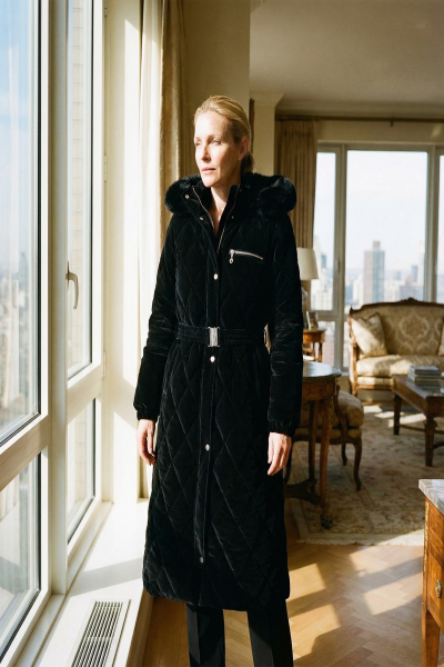 Bel Detaylı Kürklü Kapitone Uzun Kaban