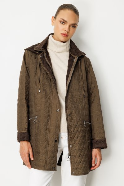 BÜYÜK BEDEN İÇİ KÜRKLÜ KAPŞONLU KAPİTONE KABAN