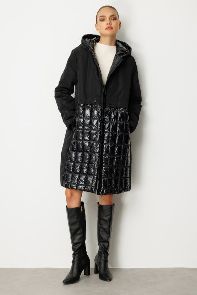 BEL KISMI AYARLAMALI KAPİTONE KAPŞONLU BÜYÜK BEDEN  KABAN